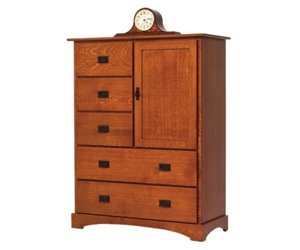 Old English Mission Chest of Drawers With Door