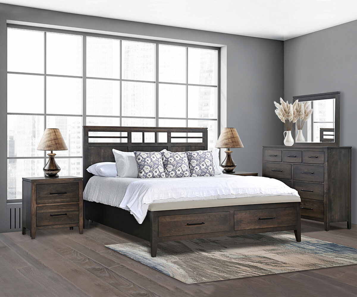 Oslo Panel Bed With Black Inserts And Drawer Units - Image 4